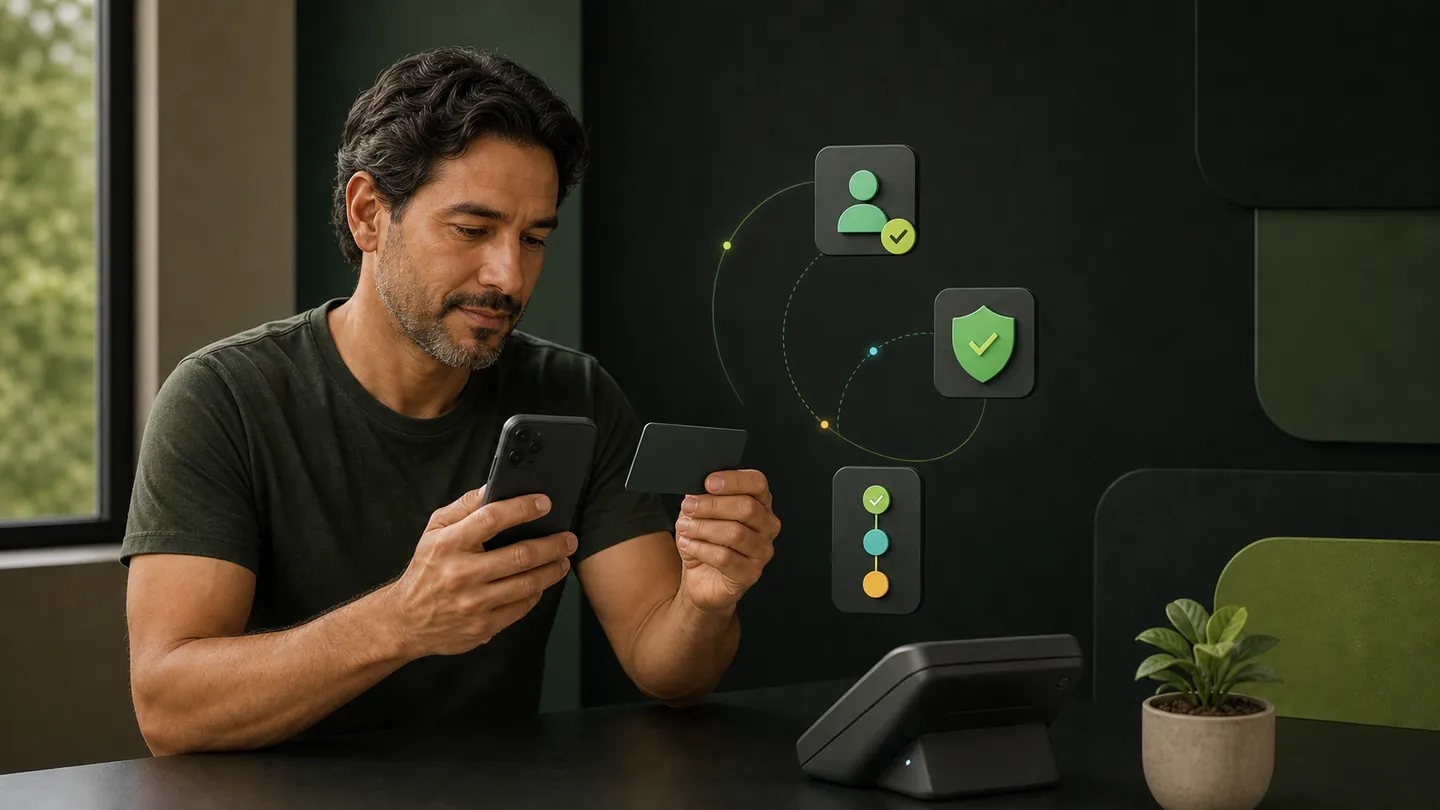 Pessoa conferindo os dados de um pagamento digital antes de confirmar